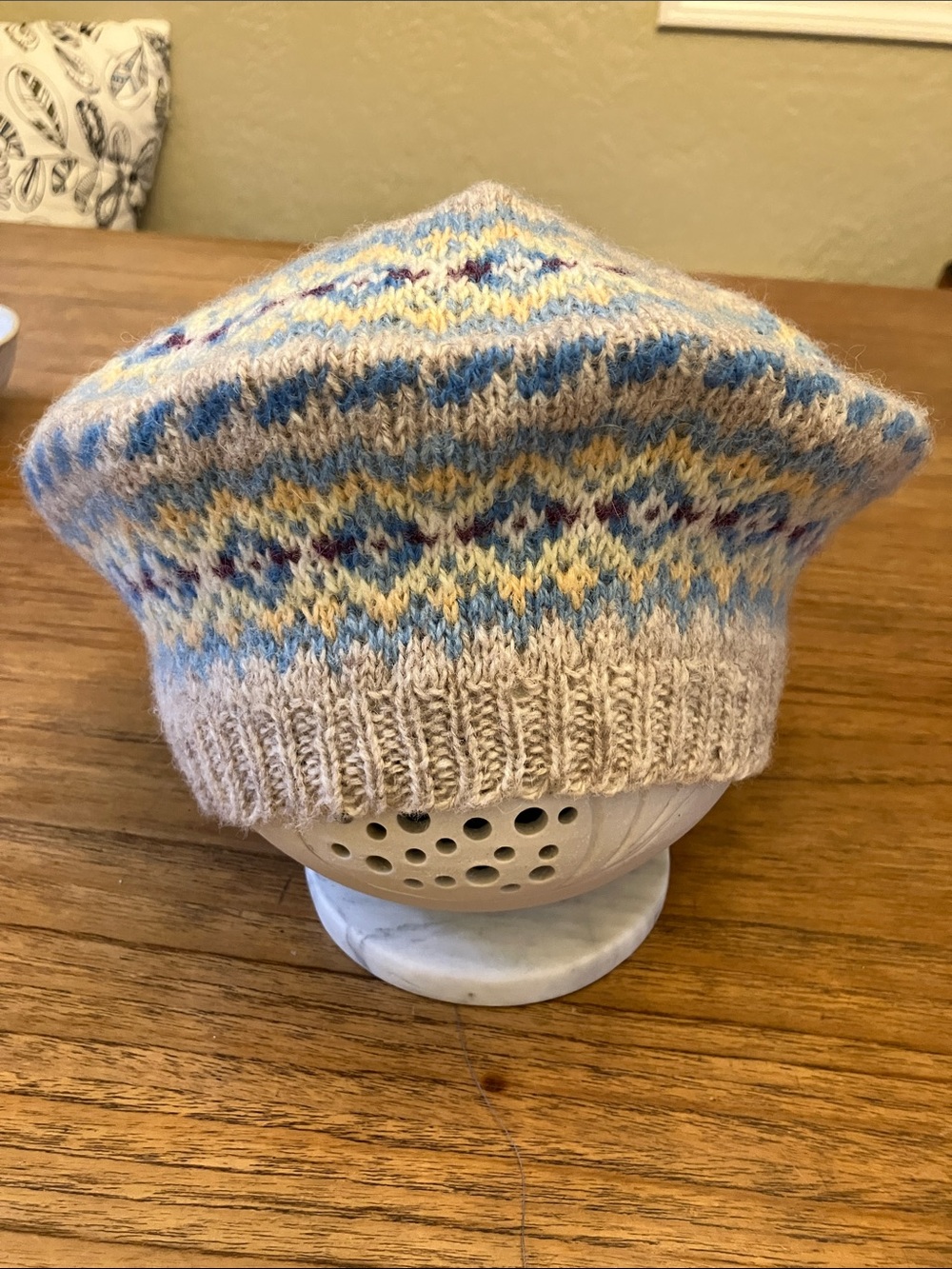 Kids Knit Beret in Beige and Blue - Brand:
